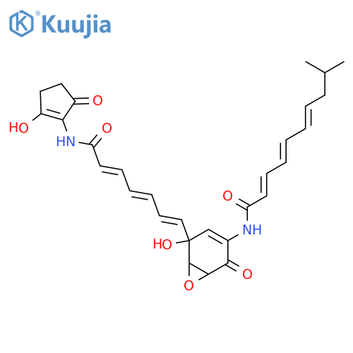 (2E,4E,6E)-N-(5-hydroxy-5-{(1E,3E,5E)-7-[(2-hydroxy-5-oxocyclopent-1-en-1-yl)amino]-7-oxohepta-1,3,5-trien-1-yl}-2-oxo-7-oxabicyclo[4.1.0]hept-3-en-3-yl)-9-methyldeca-2,4,6-trienamide structure