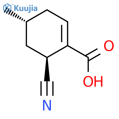 1-Cyclohexene-1-carboxylic acid, 6-cyano-4-methyl-, (4R,6S)-rel- structure
