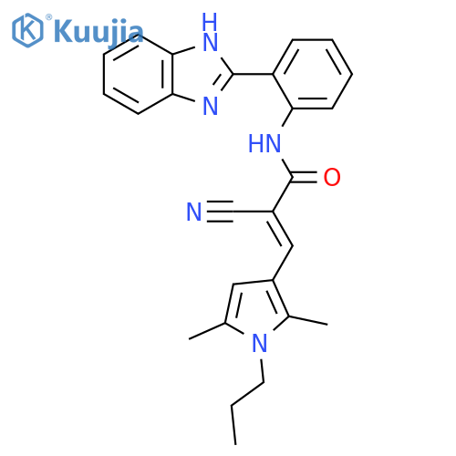 N-[2-(1H-1,3-benzodiazol-2-yl)phenyl]-2-cyano-3-(2,5-dimethyl-1-propyl-1H-pyrrol-3-yl)prop-2-enamide structure
