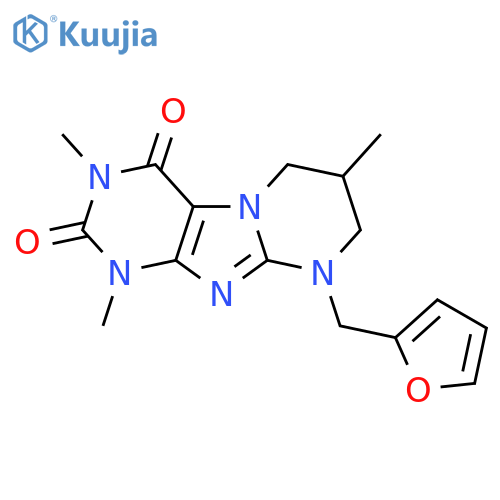 9-(furan-2-yl)methyl-1,3,7-trimethyl-1H,2H,3H,4H,6H,7H,8H,9H-pyrimido1,2-gpurine-2,4-dione structure