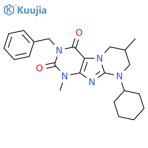 3-benzyl-9-cyclohexyl-1,7-dimethyl-1H,2H,3H,4H,6H,7H,8H,9H-pyrimido1,2-gpurine-2,4-dione structure