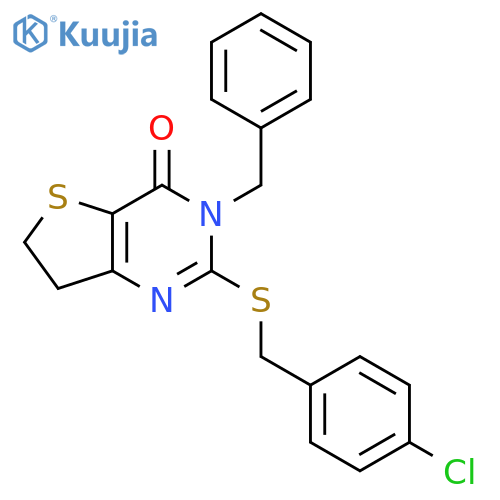 3-benzyl-2-{(4-chlorophenyl)methylsulfanyl}-3H,4H,6H,7H-thieno3,2-dpyrimidin-4-one structure