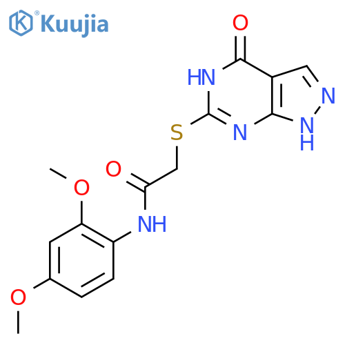 N-(2,4-dimethoxyphenyl)-2-({4-oxo-1H,4H,5H-pyrazolo3,4-dpyrimidin-6-yl}sulfanyl)acetamide structure