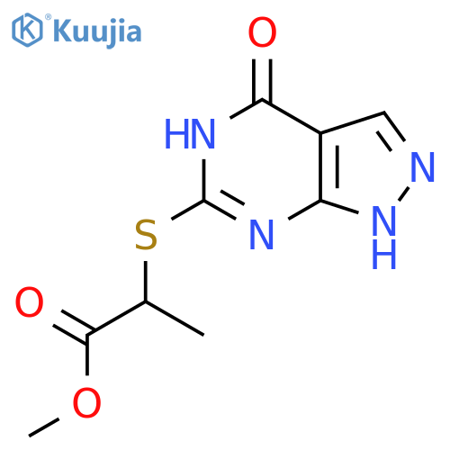 methyl 2-({4-oxo-1H,4H,5H-pyrazolo3,4-dpyrimidin-6-yl}sulfanyl)propanoate structure