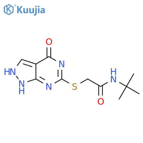 N-tert-butyl-2-({4-oxo-1H,4H,5H-pyrazolo3,4-dpyrimidin-6-yl}sulfanyl)acetamide structure