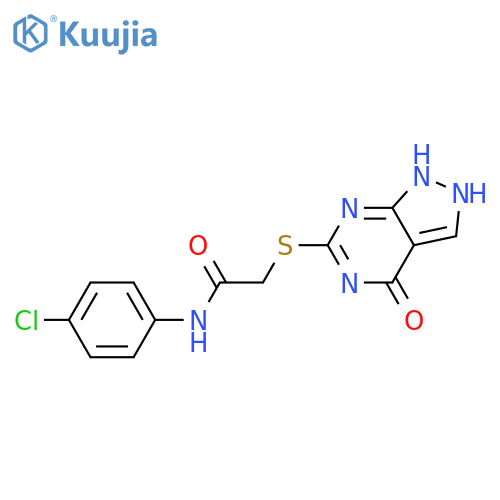 N-(4-chlorophenyl)-2-({4-oxo-1H,4H,5H-pyrazolo3,4-dpyrimidin-6-yl}sulfanyl)acetamide structure