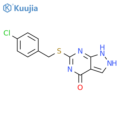6-{(4-chlorophenyl)methylsulfanyl}-1H,4H,5H-pyrazolo3,4-dpyrimidin-4-one structure