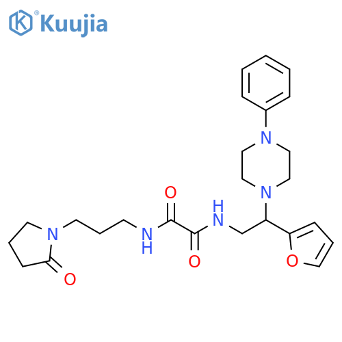 N'-2-(furan-2-yl)-2-(4-phenylpiperazin-1-yl)ethyl-N-3-(2-oxopyrrolidin-1-yl)propylethanediamide structure