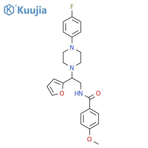 N-{2-4-(4-fluorophenyl)piperazin-1-yl-2-(furan-2-yl)ethyl}-4-methoxybenzamide structure
