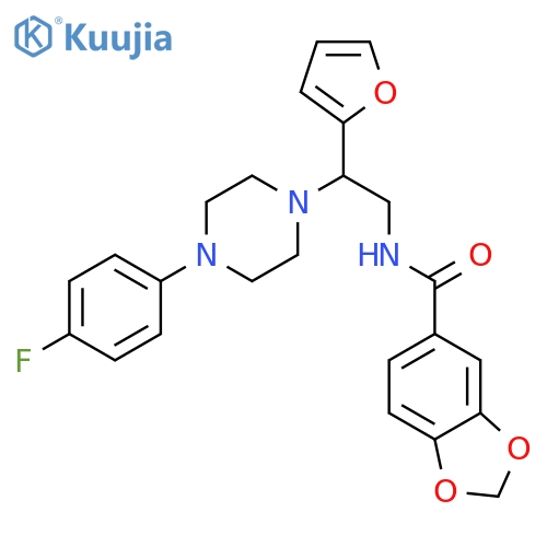 N-{2-4-(4-fluorophenyl)piperazin-1-yl-2-(furan-2-yl)ethyl}-2H-1,3-benzodioxole-5-carboxamide structure