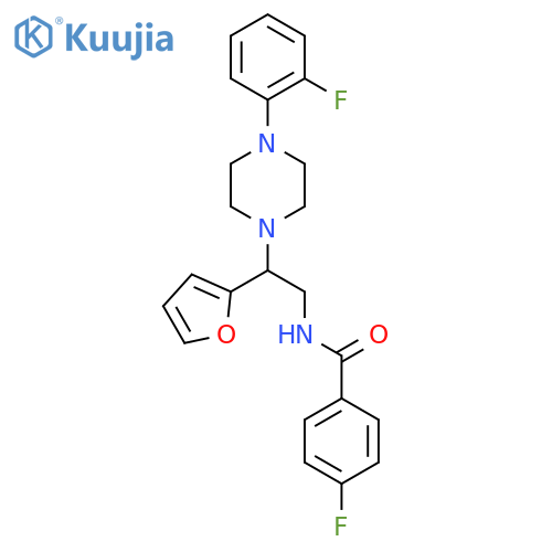 4-fluoro-N-{2-4-(2-fluorophenyl)piperazin-1-yl-2-(furan-2-yl)ethyl}benzamide structure