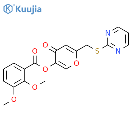 4-oxo-6-(pyrimidin-2-ylsulfanyl)methyl-4H-pyran-3-yl 2,3-dimethoxybenzoate structure