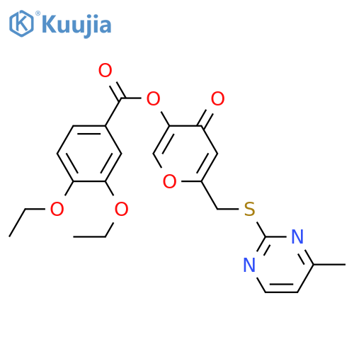 6-{(4-methylpyrimidin-2-yl)sulfanylmethyl}-4-oxo-4H-pyran-3-yl 3,4-diethoxybenzoate structure