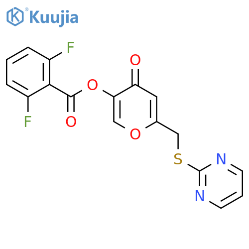 4-oxo-6-(pyrimidin-2-ylsulfanyl)methyl-4H-pyran-3-yl 2,6-difluorobenzoate structure