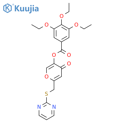 4-oxo-6-(pyrimidin-2-ylsulfanyl)methyl-4H-pyran-3-yl 3,4,5-triethoxybenzoate structure