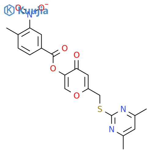 6-{(4,6-dimethylpyrimidin-2-yl)sulfanylmethyl}-4-oxo-4H-pyran-3-yl 4-methyl-3-nitrobenzoate structure