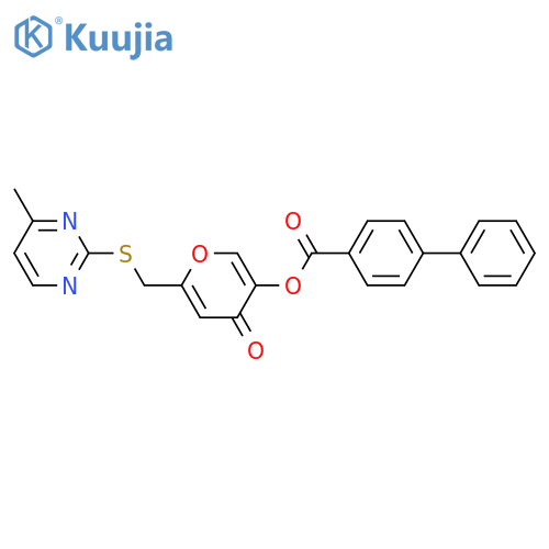 6-{(4-methylpyrimidin-2-yl)sulfanylmethyl}-4-oxo-4H-pyran-3-yl 1,1'-biphenyl-4-carboxylate structure