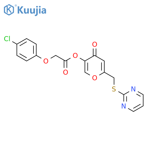 4-oxo-6-(pyrimidin-2-ylsulfanyl)methyl-4H-pyran-3-yl 2-(4-chlorophenoxy)acetate structure