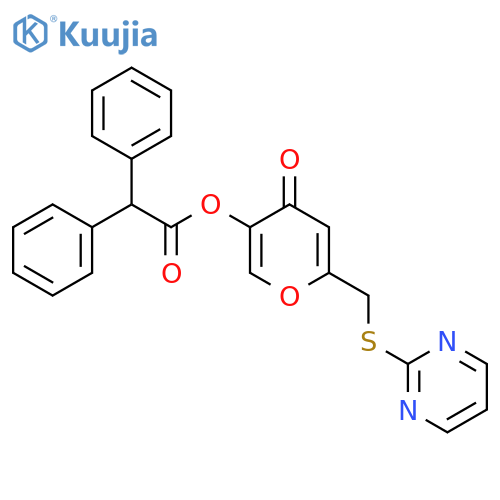 4-oxo-6-(pyrimidin-2-ylsulfanyl)methyl-4H-pyran-3-yl 2,2-diphenylacetate structure