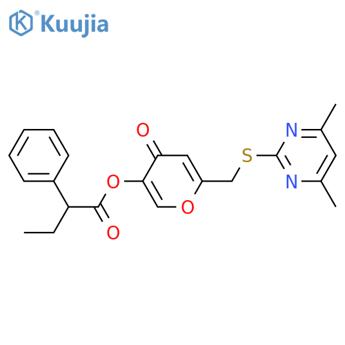 6-{(4,6-dimethylpyrimidin-2-yl)sulfanylmethyl}-4-oxo-4H-pyran-3-yl 2-phenylbutanoate structure