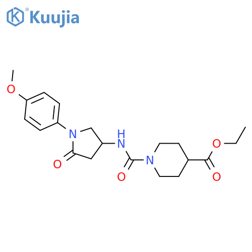 ethyl 1-{1-(4-methoxyphenyl)-5-oxopyrrolidin-3-ylcarbamoyl}piperidine-4-carboxylate structure