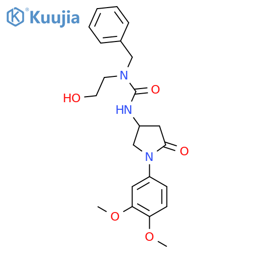 1-benzyl-3-1-(3,4-dimethoxyphenyl)-5-oxopyrrolidin-3-yl-1-(2-hydroxyethyl)urea structure
