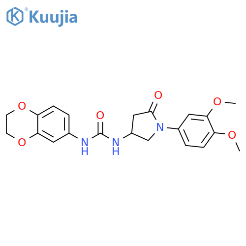 1-(2,3-dihydro-1,4-benzodioxin-6-yl)-3-1-(3,4-dimethoxyphenyl)-5-oxopyrrolidin-3-ylurea structure