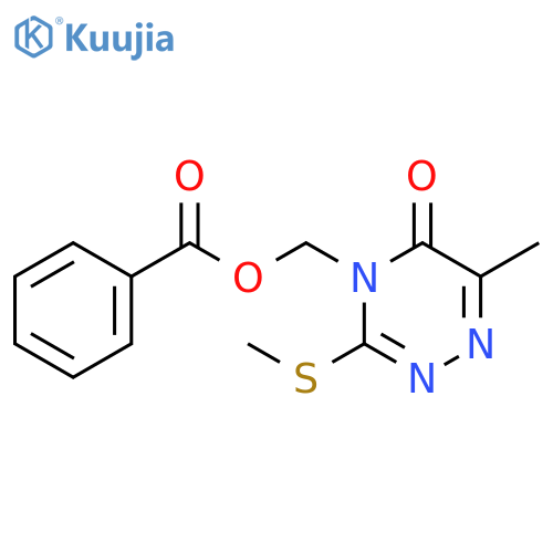 6-methyl-3-(methylsulfanyl)-5-oxo-4,5-dihydro-1,2,4-triazin-4-ylmethyl benzoate structure