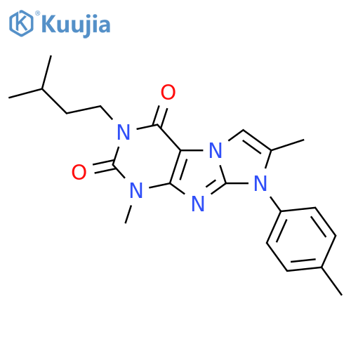 1,7-dimethyl-3-(3-methylbutyl)-8-(4-methylphenyl)-1H,2H,3H,4H,8H-imidazo1,2-gpurine-2,4-dione structure