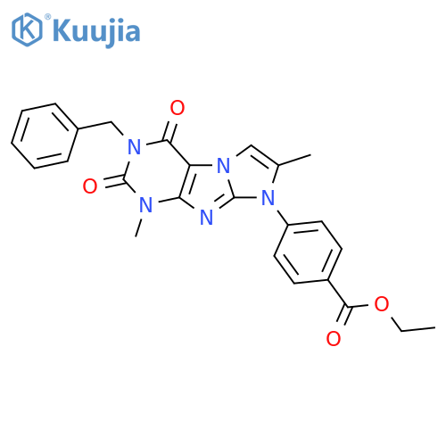 ethyl 4-{3-benzyl-1,7-dimethyl-2,4-dioxo-1H,2H,3H,4H,8H-imidazo1,2-gpurin-8-yl}benzoate structure