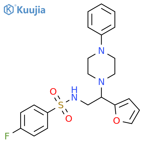 4-fluoro-N-2-(furan-2-yl)-2-(4-phenylpiperazin-1-yl)ethylbenzene-1-sulfonamide structure