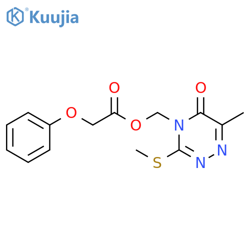 6-methyl-3-(methylsulfanyl)-5-oxo-4,5-dihydro-1,2,4-triazin-4-ylmethyl 2-phenoxyacetate structure