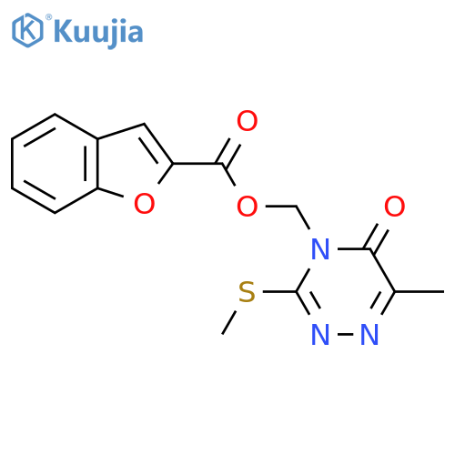 6-methyl-3-(methylsulfanyl)-5-oxo-4,5-dihydro-1,2,4-triazin-4-ylmethyl 1-benzofuran-2-carboxylate structure
