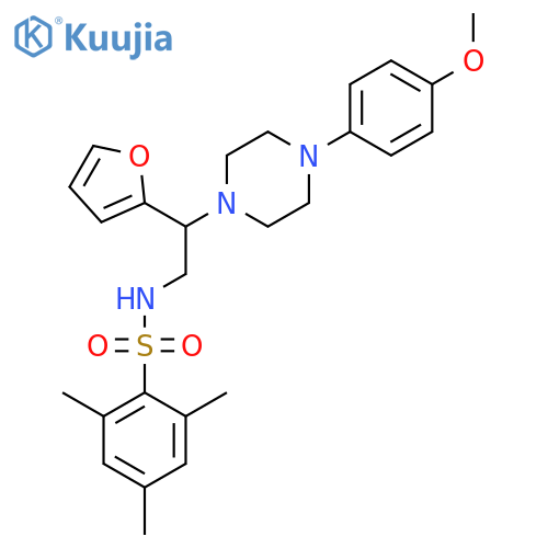 N-2-(furan-2-yl)-2-4-(4-methoxyphenyl)piperazin-1-ylethyl-2,4,6-trimethylbenzene-1-sulfonamide structure