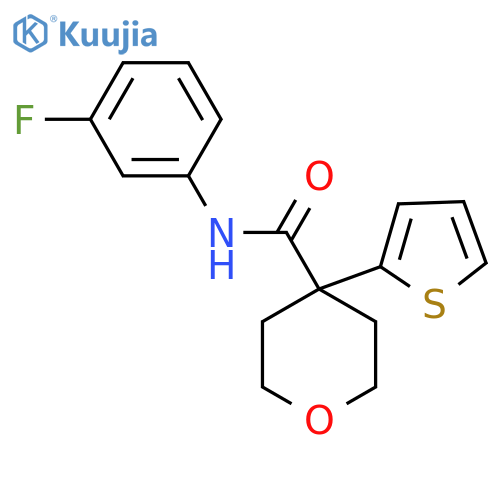 N-(3-fluorophenyl)-4-(thiophen-2-yl)oxane-4-carboxamide structure