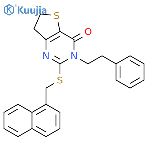 2-{(naphthalen-1-yl)methylsulfanyl}-3-(2-phenylethyl)-3H,4H,6H,7H-thieno3,2-dpyrimidin-4-one structure