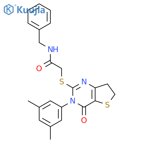 N-benzyl-2-{3-(3,5-dimethylphenyl)-4-oxo-3H,4H,6H,7H-thieno3,2-dpyrimidin-2-ylsulfanyl}acetamide structure