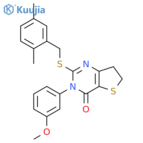 2-{(2,5-dimethylphenyl)methylsulfanyl}-3-(3-methoxyphenyl)-3H,4H,6H,7H-thieno3,2-dpyrimidin-4-one structure