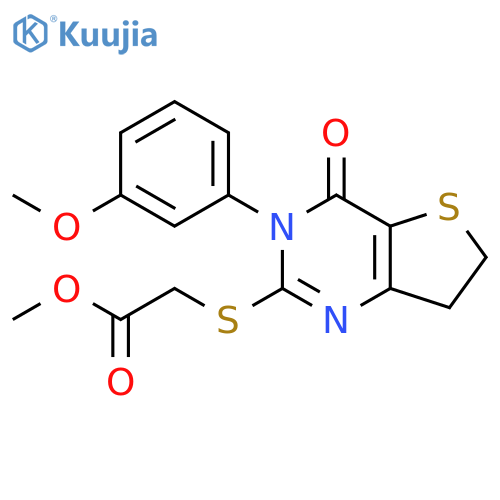methyl 2-{3-(3-methoxyphenyl)-4-oxo-3H,4H,6H,7H-thieno3,2-dpyrimidin-2-ylsulfanyl}acetate structure