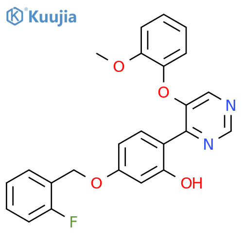 5-(2-fluorophenyl)methoxy-2-5-(2-methoxyphenoxy)pyrimidin-4-ylphenol structure