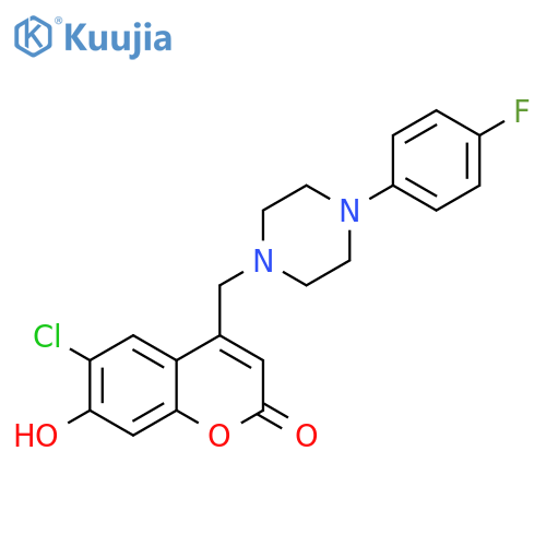 6-chloro-4-{4-(4-fluorophenyl)piperazin-1-ylmethyl}-7-hydroxy-2H-chromen-2-one structure