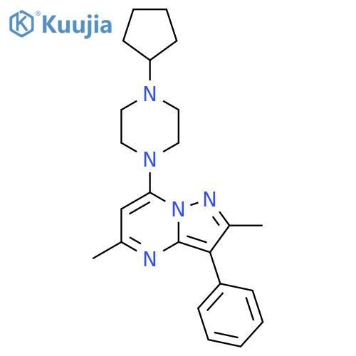 1-cyclopentyl-4-{2,5-dimethyl-3-phenylpyrazolo1,5-apyrimidin-7-yl}piperazine structure