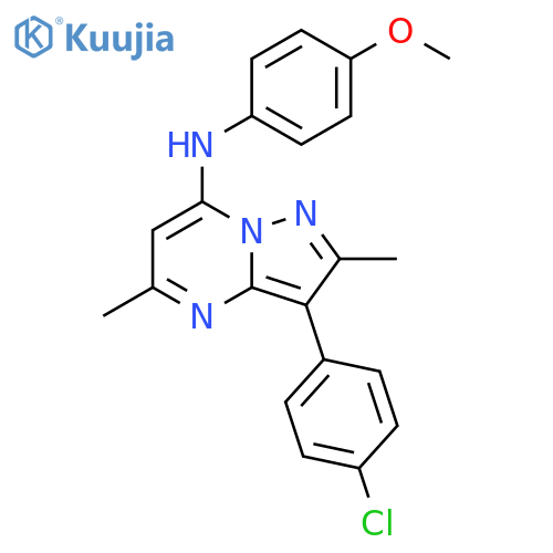 3-(4-chlorophenyl)-N-(4-methoxyphenyl)-2,5-dimethylpyrazolo1,5-apyrimidin-7-amine structure