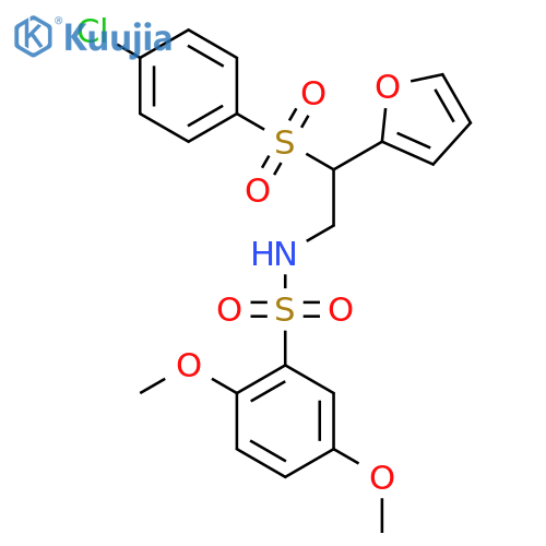 N-2-(4-chlorobenzenesulfonyl)-2-(furan-2-yl)ethyl-2,5-dimethoxybenzene-1-sulfonamide structure