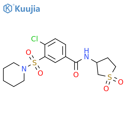 4-chloro-N-(1,1-dioxo-1lambda6-thiolan-3-yl)-3-(piperidine-1-sulfonyl)benzamide structure