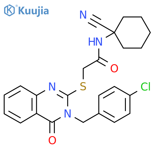 2-[3-[(4-chlorophenyl)methyl]-4-oxoquinazolin-2-yl]sulfanyl-N-(1-cyanocyclohexyl)acetamide structure