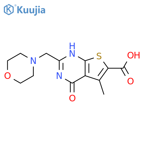 5-methyl-2-[(morpholin-4-yl)methyl]-4-oxo-1H,4H-thieno[2,3-d]pyrimidine-6-carboxylic acid structure