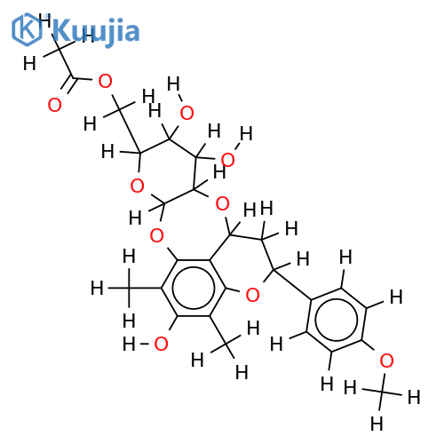 (2S,4S)-6,8-dimethyl-7-hydroxy-4'-methoxy-4,2''-oxidoflavan-5-O-beta-D-6-O-acetyl-glucopyranoside structure