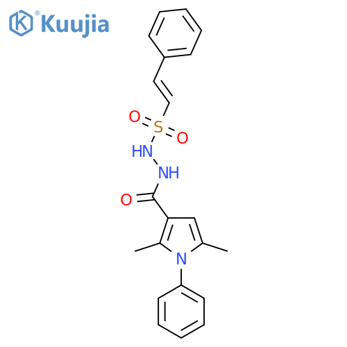 2,5-dimethyl-1-phenyl-N'-[(E)-2-phenylethenyl]sulfonylpyrrole-3-carbohydrazide structure