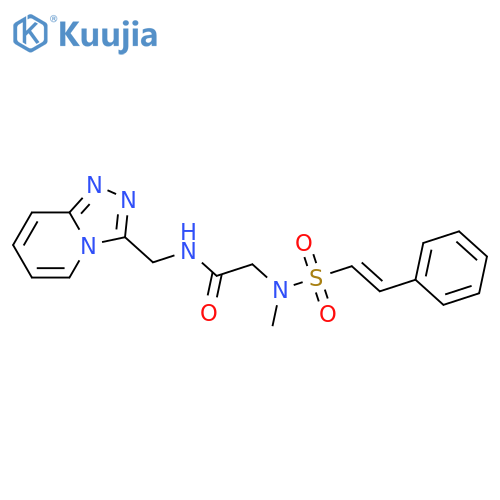 2-(N-methyl-2-phenylethenesulfonamido)-N-({[1,2,4]triazolo[4,3-a]pyridin-3-yl}methyl)acetamide structure